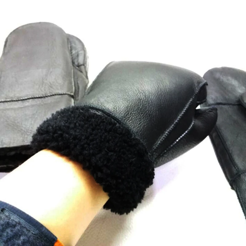 Winter men's sheepskin leather gloves winter warm motorcycle waterproof billiards gloves