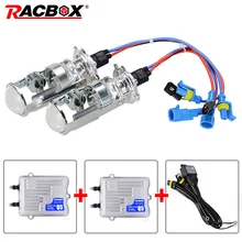 RACBOX H4 Mini Projector Lens Kit Bi-Xenon HID Bulbs Hi/Lo Beam Headlight 4300K 6000K 55W Ballast Fast Bright DLT Ignition Block