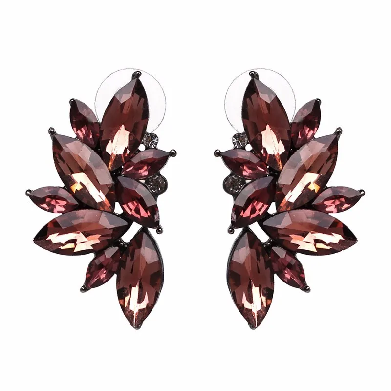 Смешанный винтажный дизайн полный кристалл серьги Модные женские Эффектные серьги-гвоздики с драгоценными камнями для женщин - Окраска металла: hot pink