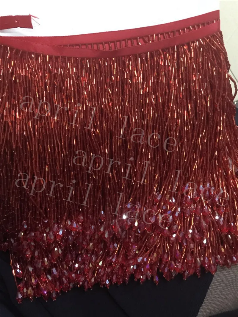 5 ярдов cc002#14-15 см ширина красного цвета ожерелье с бахромой из атласной ленты кисточка для одежды/декоративные/дома/Свадебное платье