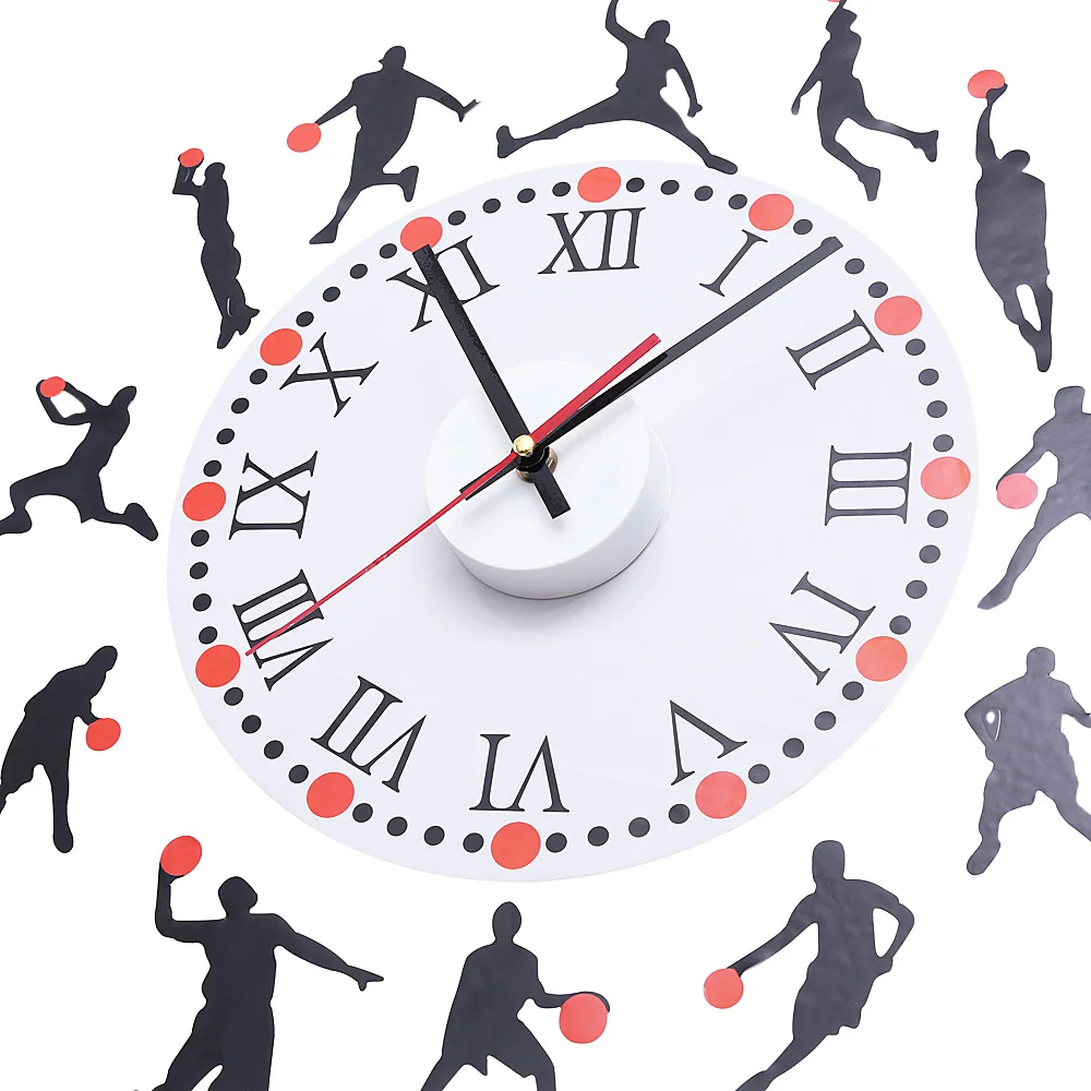 Desain Modern Jam Dinding Basket Sketsa Pola Kreatif Removable Jam