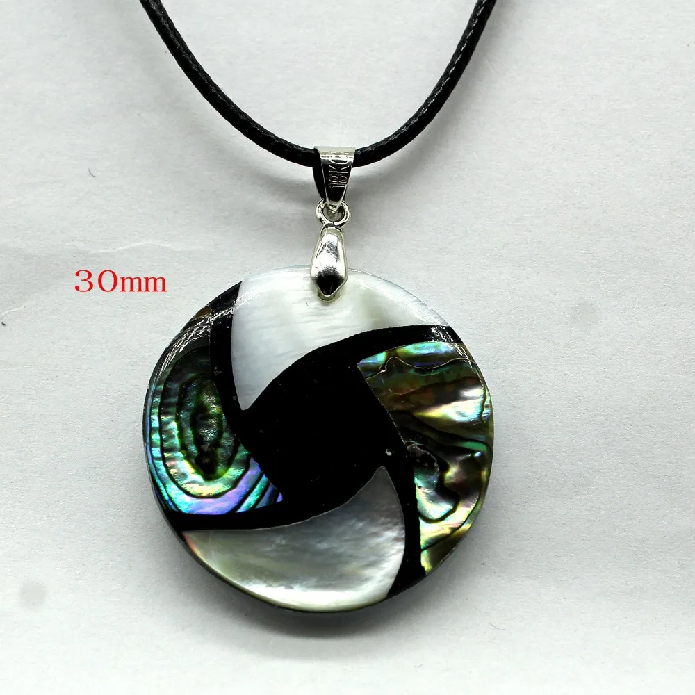 

Natural Abalone Shell Necklaces & Pendants Hexagon Stitching Flatback Colorful Shells Round Bead for Women DIY Jewelry F206