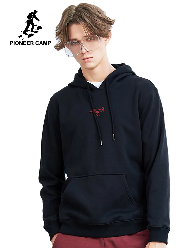 

Pioneer camp new winter fleece hoodies sweatshirt men brand clothing embroidered hooded sweatshirt male 100% cotton AWY802253