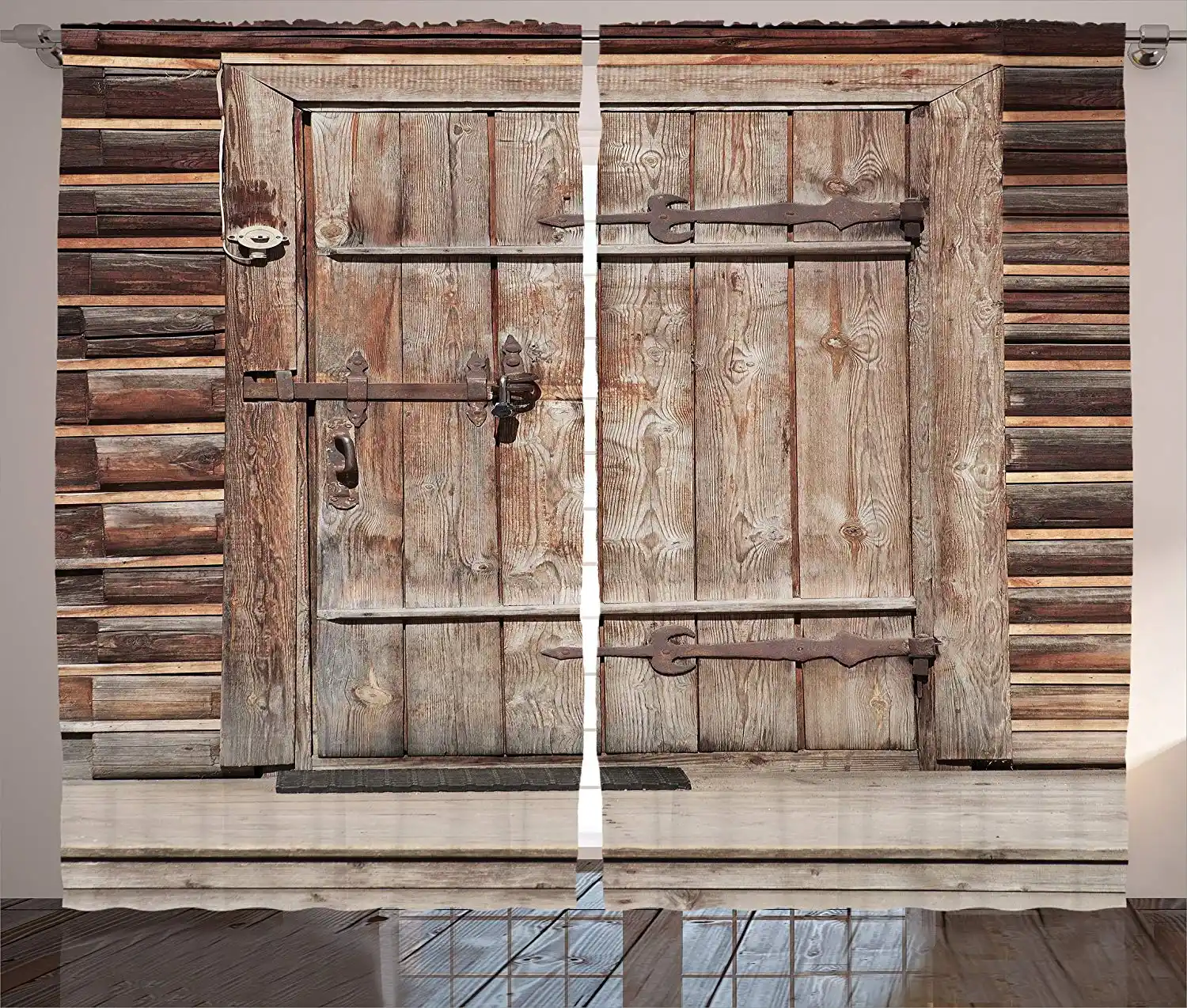 Rustic Curtains Timber Door In Wall Of An Old Log House Curtains Timber Rustic Door In Wall