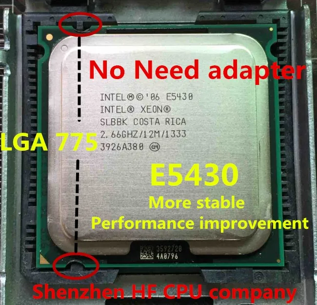 Lntel Xeon E5430 2,66 ГГц/12 м/1333 МГц/ЦП равен LGA775 Core 2 Quad Q9300 cpu, работает на материнской плате LGA775 без адаптера e5430