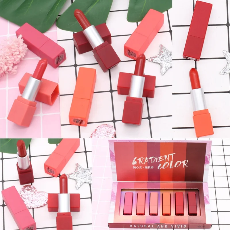 Caixa de Presente Conjunto de Batom para as Mulheres Natural Fashion Wake Sono Menina Batom Hidratante Durável 6 Pcs Combinação Meninas up 3 Beleza e saúde
