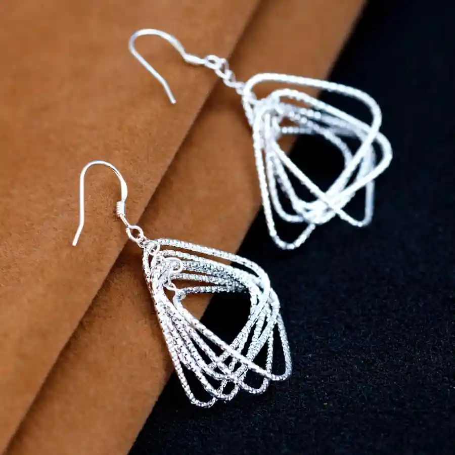 

Elegant 925 Jewelry Silver Plated Lady Wedding Drop dangle earrings for women Hot Selling High Quality Fashion