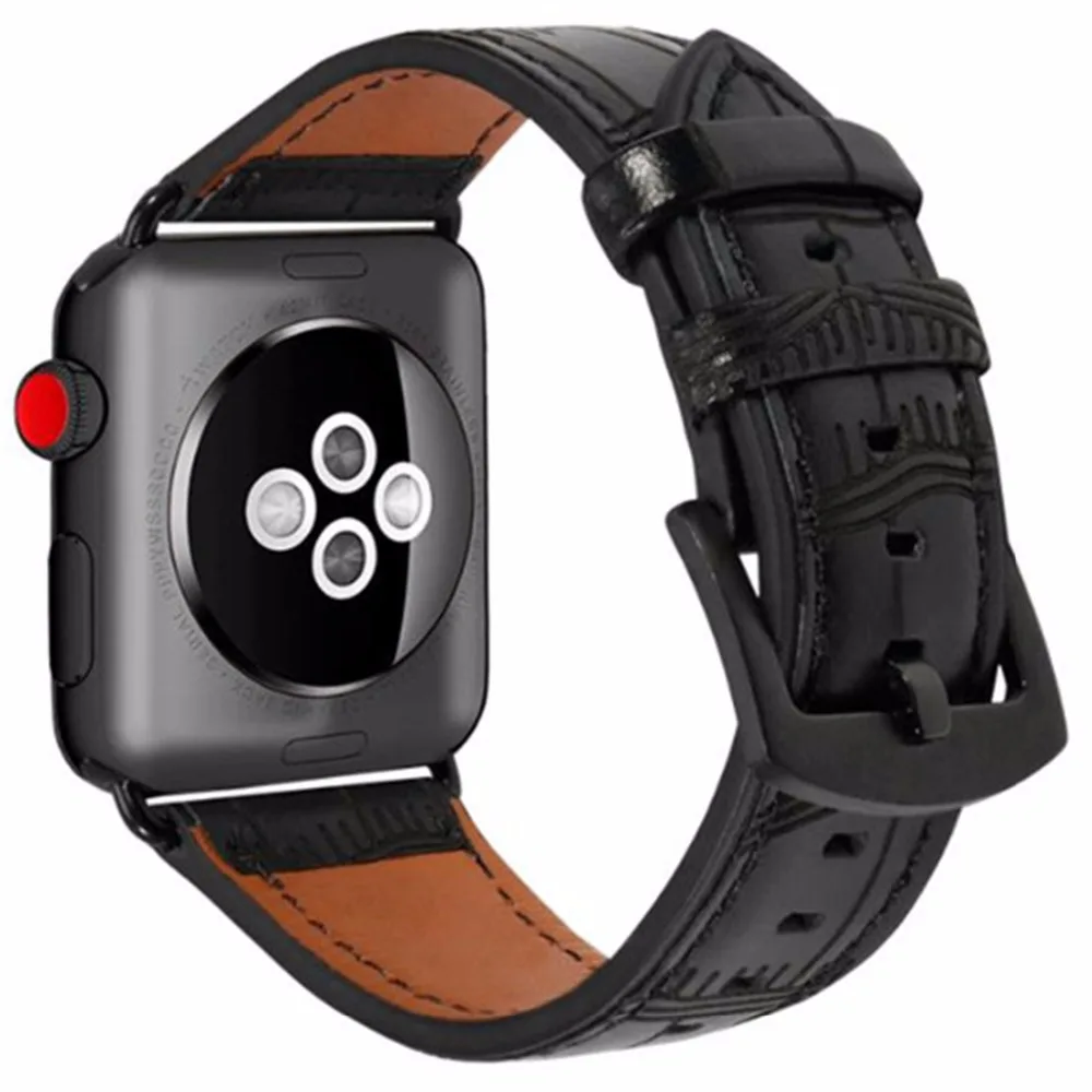 

OSRUI Leather strap For Apple Watch Series 4 band 44mm 40mm Iwatch 3 2 1 42mm/38mm Bamboo wrist watchband Bracelet belt correa