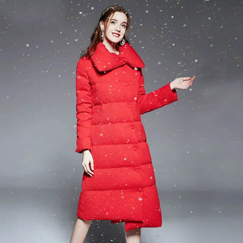 Buy Winer Women Down Coat Red Runway Outerwear Warm