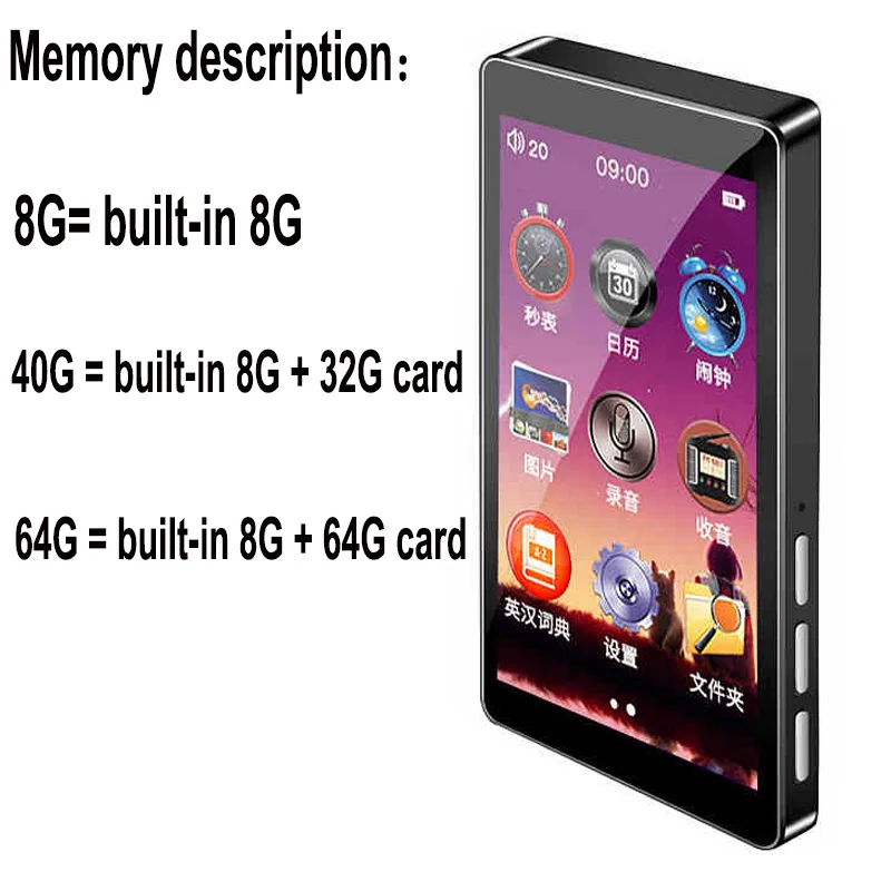 Ruizu d20 металлический mp3 плеер сенсорный экран ультра тонкий 8 ГБ MP3 музыкальный 3 0