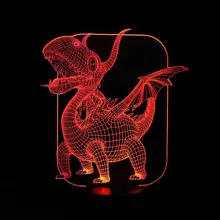 Magical 3D Illusion LED Table Lamp with Pterosaurs Image Night Lights for Boys Kids Gifts
