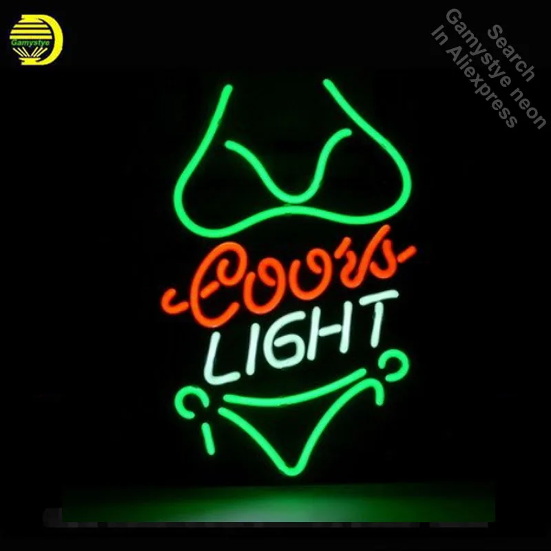 Coors Light Bikini Girl neon Signs Unique Artwork Real Glass Tube neon