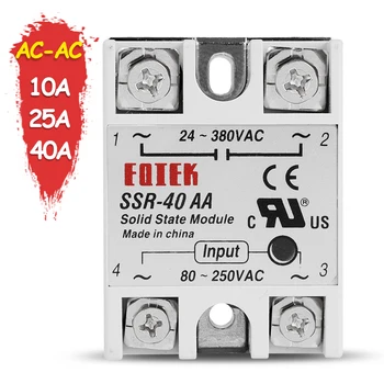 

AC-AC Solid State Relay SSR 10A 25A 40A Single Phase SSR-10AA SSR-20AA SSR-40AA 80-250V AC TO 24-380VAC SINOTIMER Rele