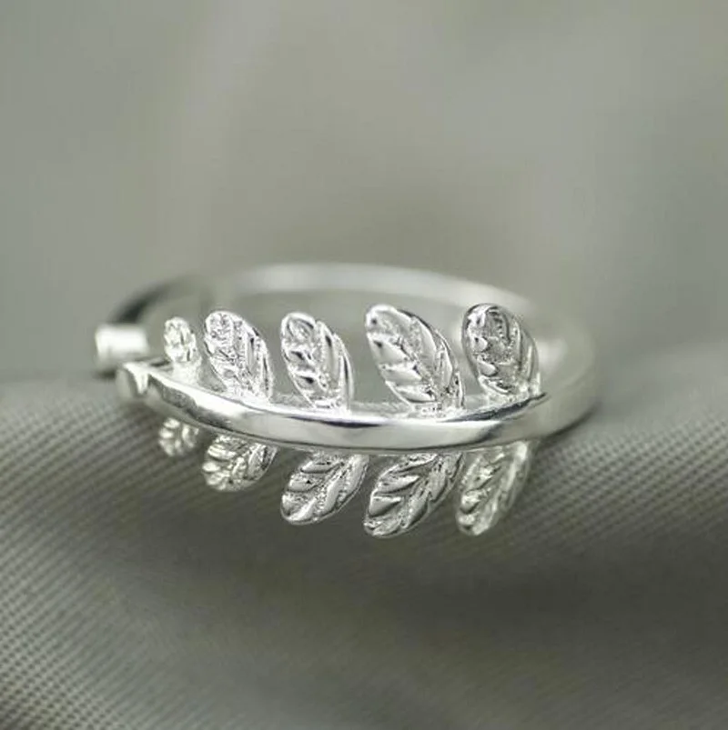 Free Shipping Men Women 925 Sterling Silver Fashion Jewelry Opening Leaves Rings Gift XJZ 02