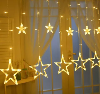 

220V EU Plug Star Curtain LED String Fairy Lights Indoor/Outdoor Decorative Lamp For Christmas Holiday Wedding Party lighting