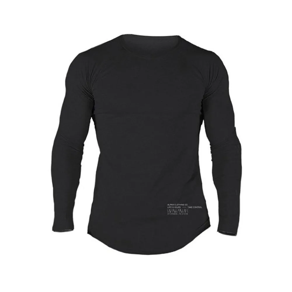 

BIAOLUN Men T Shirt Long Sleeve O Neck T-shirt Cotton Tees Tops Mens Fitness Brand Tshirt Men Gyms Alpha Clothing Homme