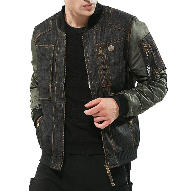 

Winter Jackets Men Slim Denim Stand Collar Bomber Jacket Casual Winderbreaker Jackets Cowboy Jeans Coats Streetwear Clothing HOT