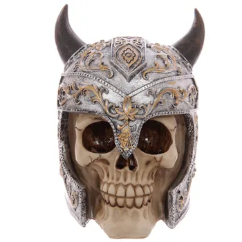 

1Piece Horns Knight Skull Halloween Decorative Skull Helmet Ornament Horrible Skeleton For Party