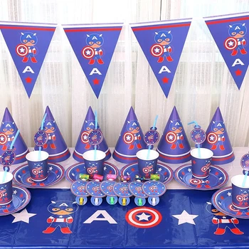 

Free Shipping American Captain's Birthday Decoration Set for Children's Birthday Party Supplies