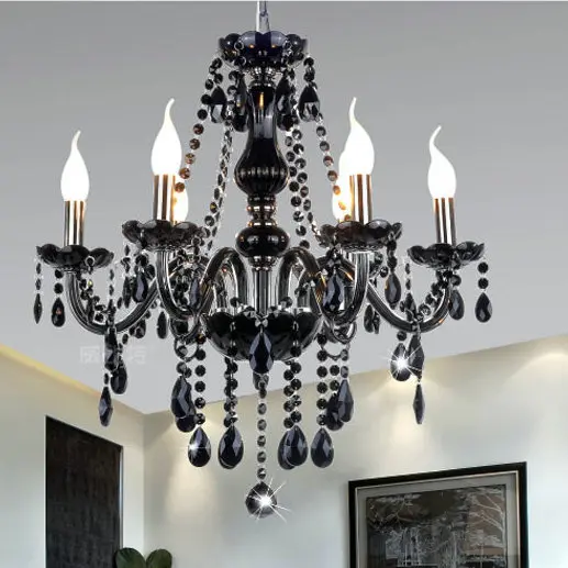

Black color real k9 crystal pendant chandelier lustres de cristal lamparas para sala luminaras lighting fixture for living room
