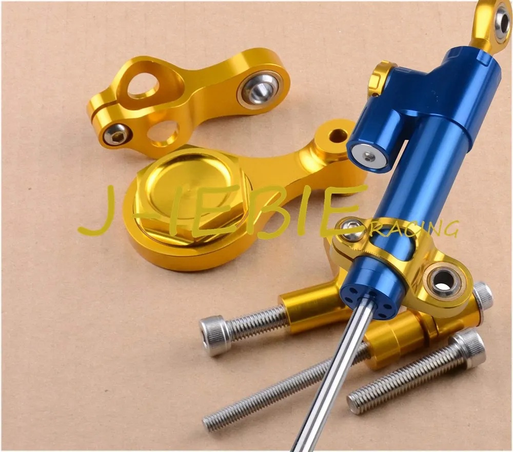 CNC рулевой демпфер стабилизатор и золотой кронштейн крепления для Yamaha YZF R6 2006- 2007 2008 2013 R1 2009-2012 2010 2011 - Цвет: blue gold
