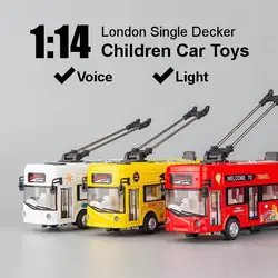 1:14 одноэтажная игрушечная машинка из сплава потяните назад Звук Свет игрушки транспортных средств автобус модель комплект подарки на день