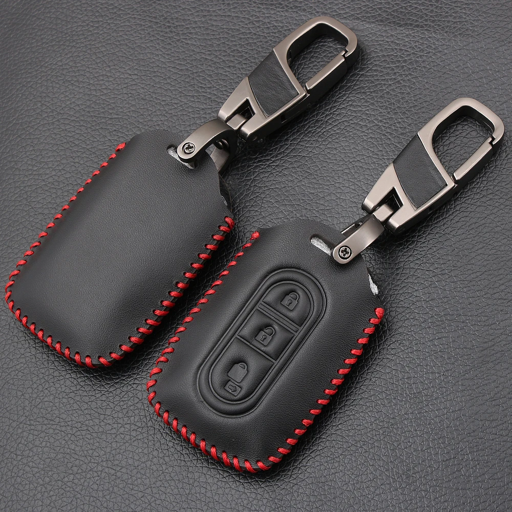 Кожаный чехол с 3 кнопками для Nissan Qashqai Micra Juke X-Trail Navara Note Tiida Pathfinder Holder | Автомобили