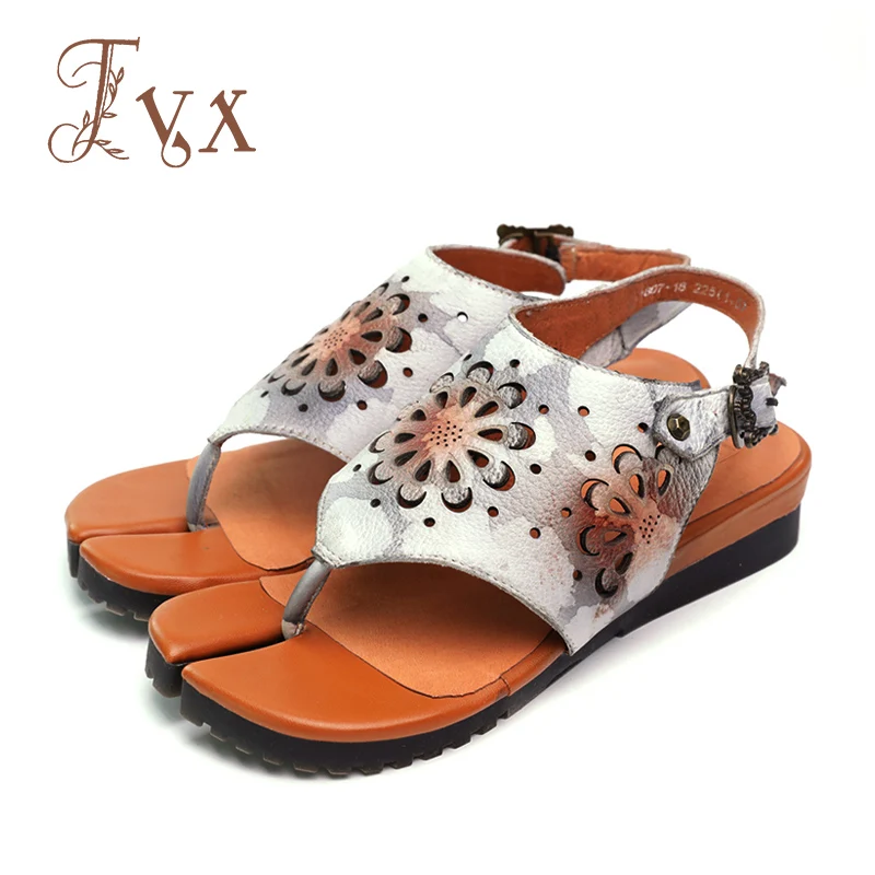 

Tayunxing handmade shoes woman Genuine leather Women Girls Lady slippers summer comfort low heel wedges flip flops 1807-18