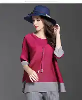 Micosoni 品質 2017 秋の新女性のヨーロッパ Tシャツ、ファッションステッチ 3 Ouarter O ネックルーズ倍レディースワンサイズトップス
