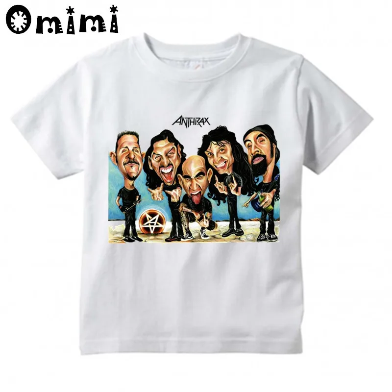 Children Rock Metal Anthrax Music Band Fashion Design Tops Boys/Girls Casual T Shirt Kids Cool White T-Shirt