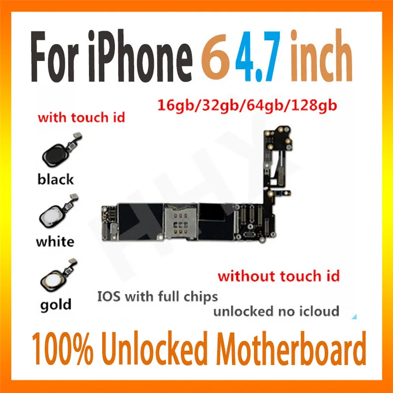 

Original For iPhone 6 motherboard with/without touch ID unlock for iPhone 6 card/fee 16g/32g/64g/128g official black/white/gold