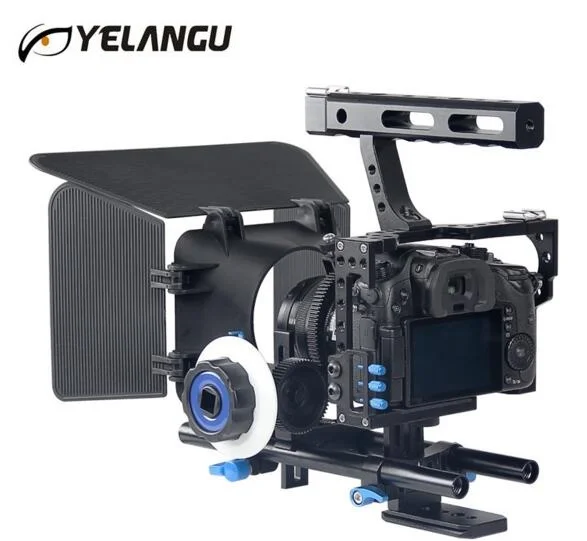 Yelangu C500 Профессиональный ручка DSLR Rig Камера видео Cage Kit стабилизатор+ Приборы непрерывного изменения фокусировки камеры+ Матовая коробка для Sony a7s A7 a7R a7rii gh4