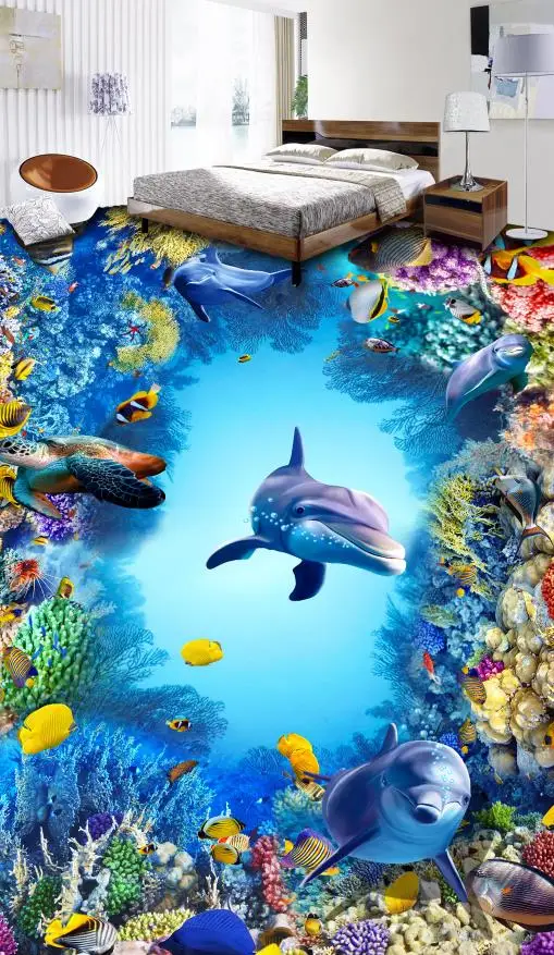 3d flooring wallpaper ocean self adhesive Underwater World wallpapers bathroom Living room bedroom floor | Обустройство дома