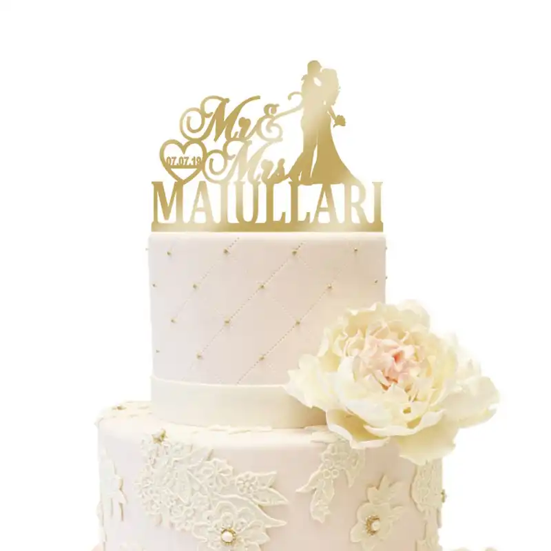 Mr Mrs Wedding Cake Topper Bride And Groom Personalised With