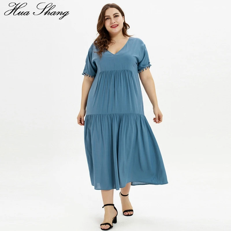

Plus Size Maxi Long Dress Women Summer V Neck Tassel Short Sleeve Casual Long Dress Solid Ladies Tunic Loose Oversized Dresses