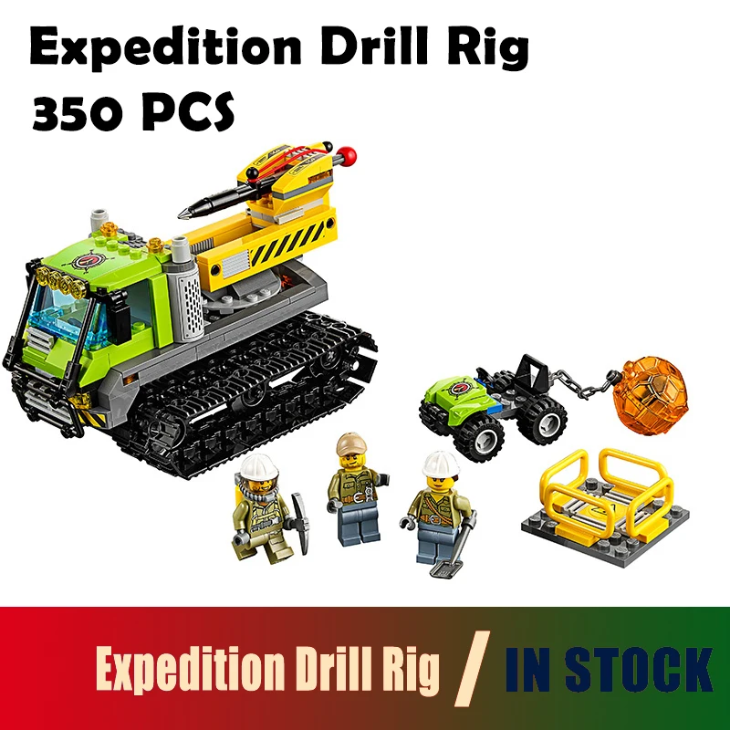 

Compatible with lego City 60122 Model Building Blocks toys 02003 350pcs City Series Volcano Expedition Drill Rig toys & hobbies