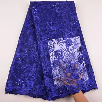 

African Lace Fabric With Beads And Stones Nigerian Wedding Embroidered French Tulle Lace For Bridal A1375
