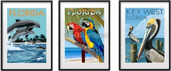 

vintage style pictures posters canvas paintings animal world florida parrots dolphin birds