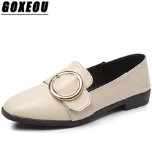 

GOXEOU Autumn Womens Elegant Flats Round Toe Breathable Flat Women Loafers Plus Size 34-43 Female Ballet Casual Fashion Flats