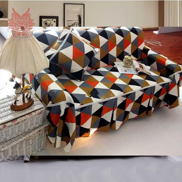 High Grade Home Textile Blue Orange Check Print 100 Cotton Canvas High Grade Home Textile Blue Orange Check Print 100 Cotton Canvas Sofa Cover Modern Style Towel Free Shipping Sp1368 In From Garden