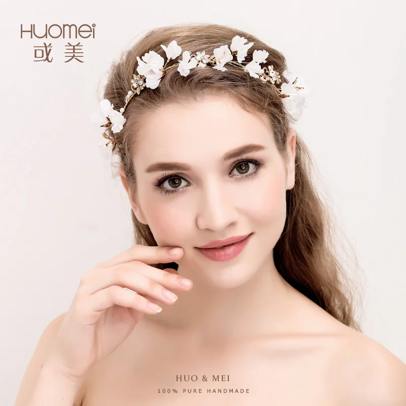 Beauty Romantic Handmade Lily Flower Crown Headband Tiara Wedding Festival Floral Garland Hairband Headband Wedding