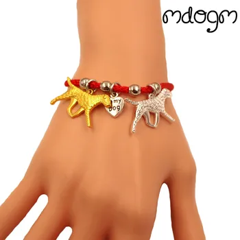 

Border Terrier Dog Animal Charm Bracelet For Women Men Couple Love Rope Male Female Pearl Red Heart Black Girls Cute Fashion