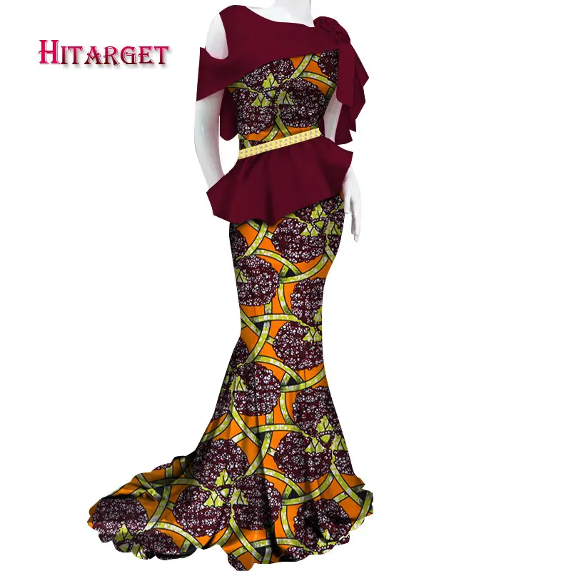 Модные африканские платья женские длинные вечерние/свадебные платья традиционный Африканский узор африканская одежда Bazin Riche Дамское Платье WY3804 - Цвет: 17