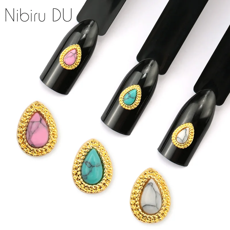 

10 pcs Black Striped Colored Stones Metal frame Nail Rhinestones Strass 3d Nails Art DIY Decorations Shining Accessory
