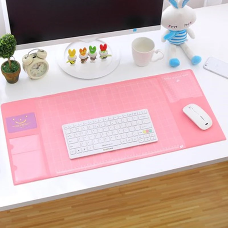 Kawaii Large PVC waterproof Desk pad Multi-function desktop organizer stationery holder mouse pad writing pad office supplies