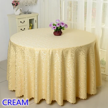 

Cream colour jacquard table cloth damask pattern table cover for wedding hotel and round table linen decoration wholesale