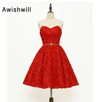 

Vestido de Festa Curto 2020 Real Photo Sweetheart Neck Lace-up Back Knee-Length Red Cocktail Dress Homecoming Dresses