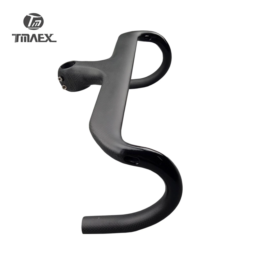 Tmaex Cycling Carbon Integrated Handlebar Road Bike Handle Bars 3k Matte Ultralight Carbon Fibre Road Bicycle Handlebar