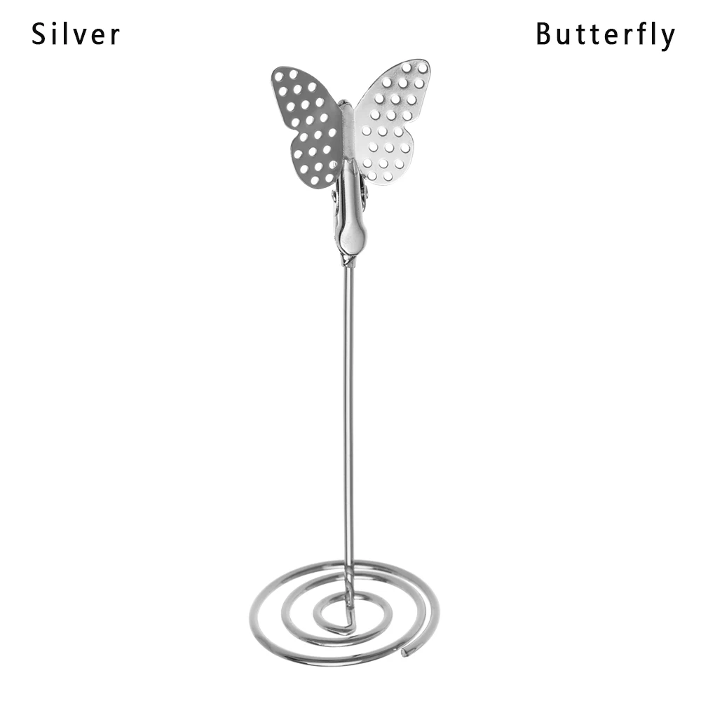 Классный держатель для карт на свадьбу, романтическая бабочка, фламинго, зажим для фотографий, настольная подставка для фотографий, свадебные принадлежности - Цвет: butterfly silver