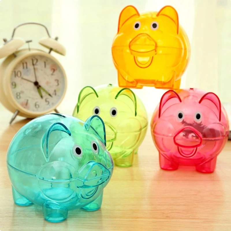 

Plastic Transparent Money Saving Box Case Coins Kawaii Cartoon Pig Shaped Piggy Bank Cash Coin Money Box For Child Baby's Gift